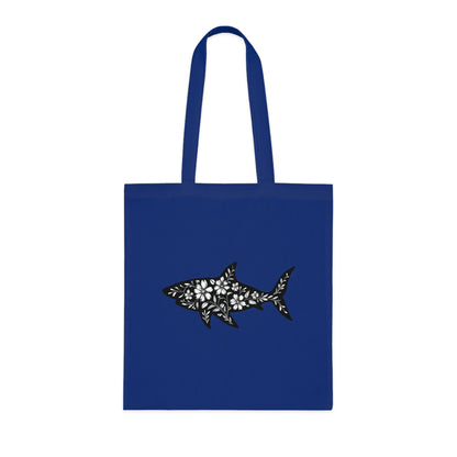 Floral Shark Silhouette Tote Bag