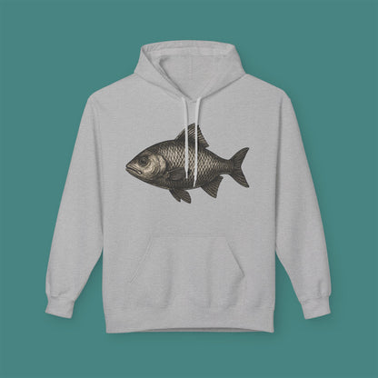 Vintage Etching Fish Fleece Unisex Hoodie