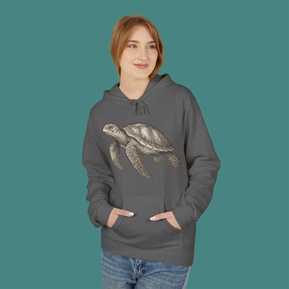 Vintage Etching Turtle Fleece Unisex Hoodie