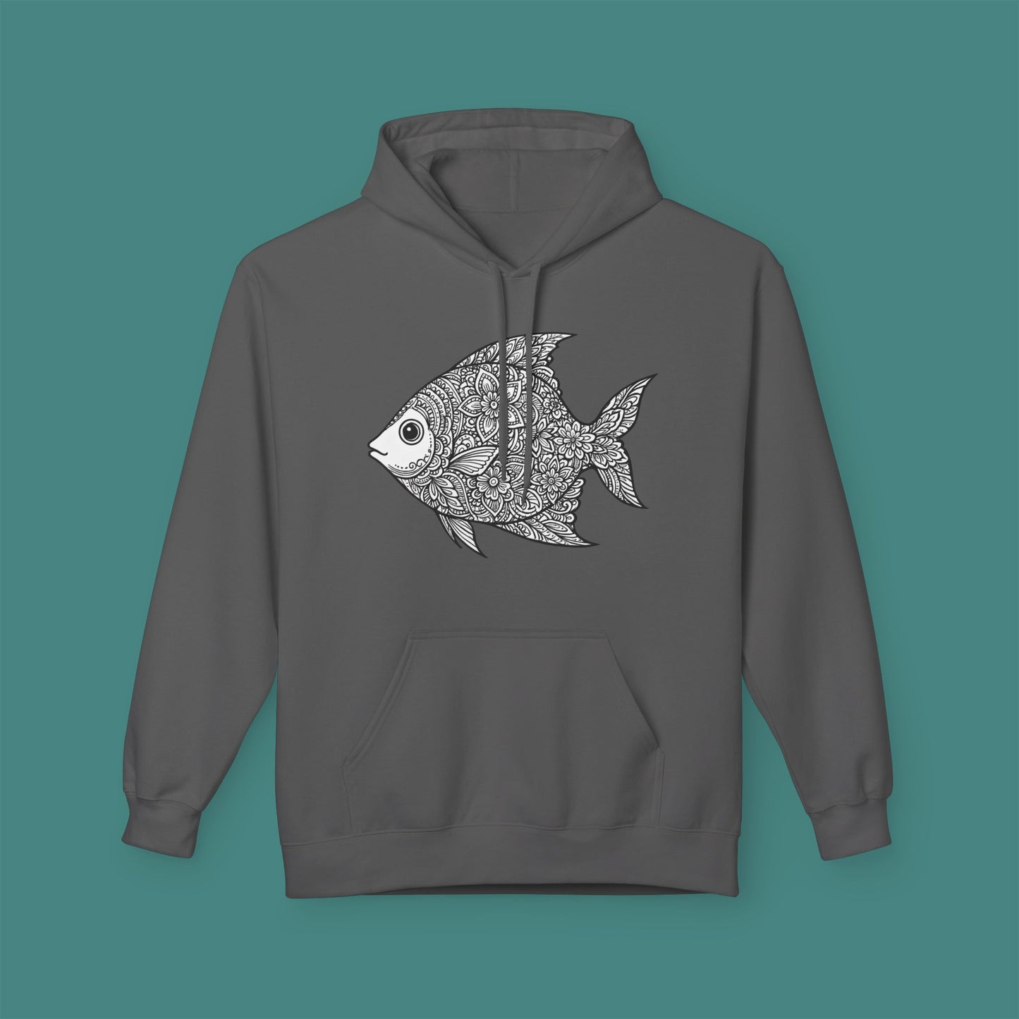 Intricate Mandala Fish Fleece Unisex Hoodie
