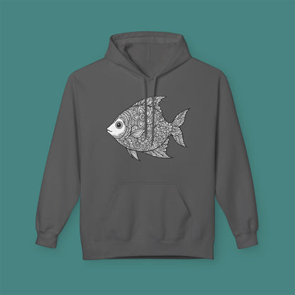 Intricate Mandala Fish Fleece Unisex Hoodie