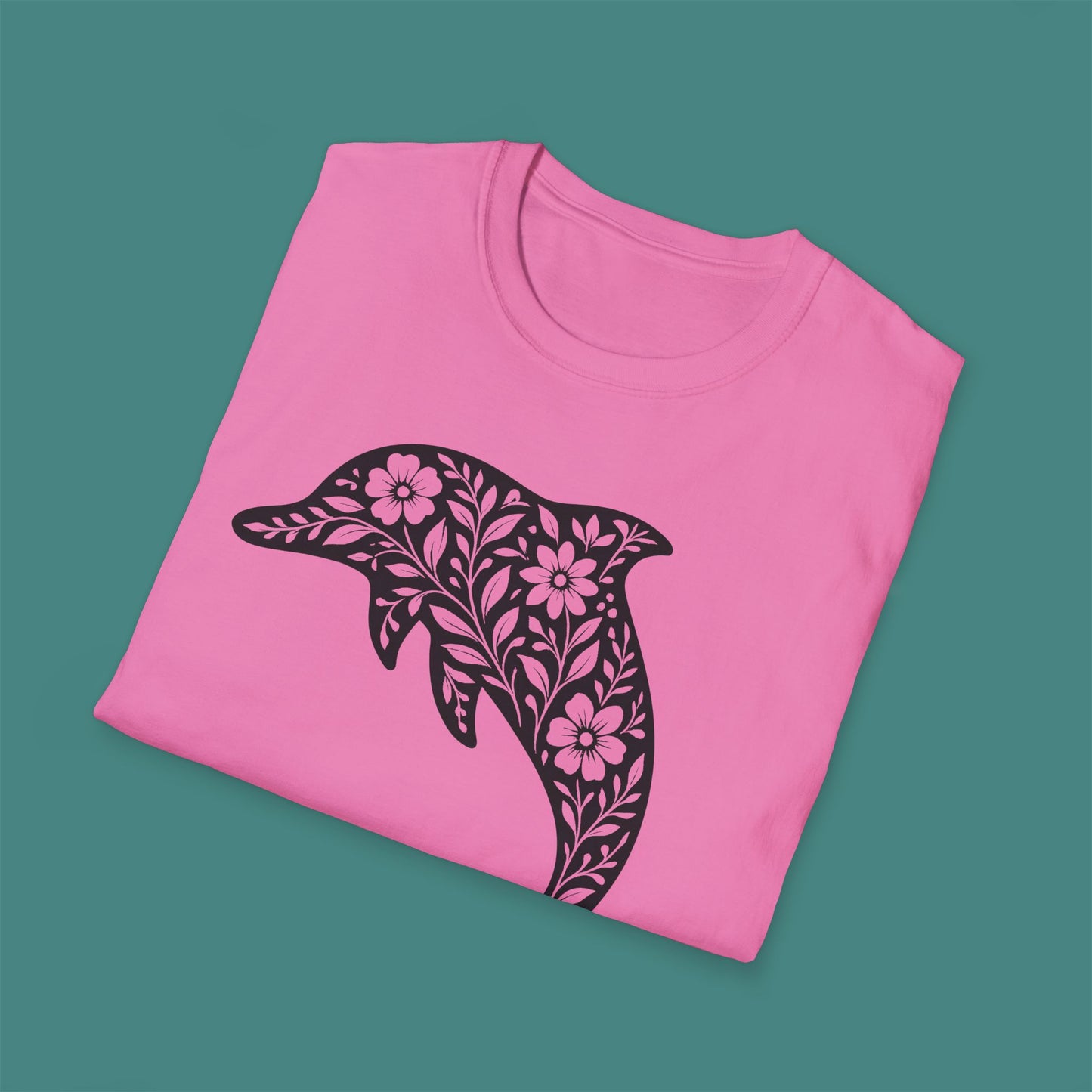 Floral Dolphin Silhouette Unisex T-Shirt