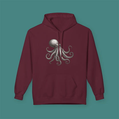 Vintage Etching Octopus Fleece Unisex Hoodie