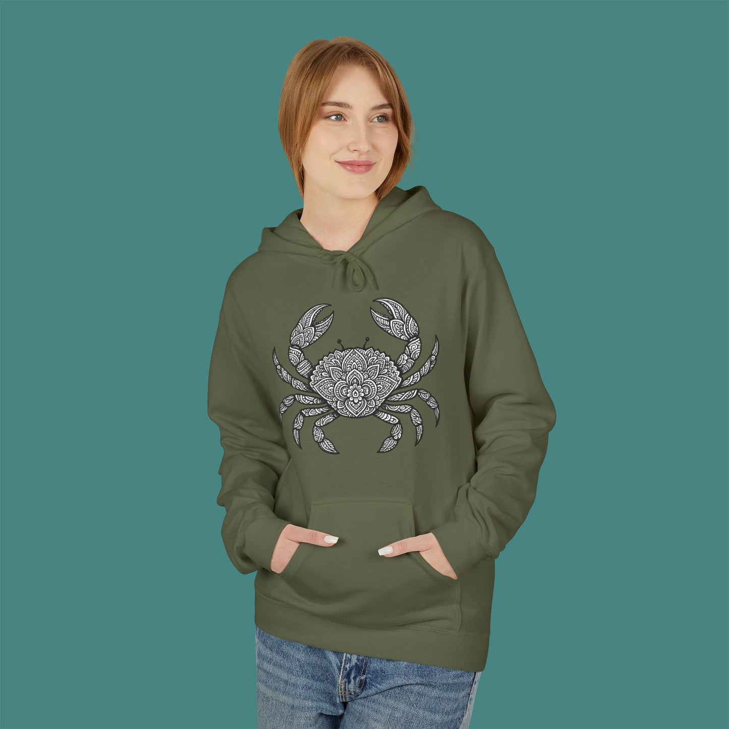 Intricate Mandala Crab Fleece Unisex Hoodie