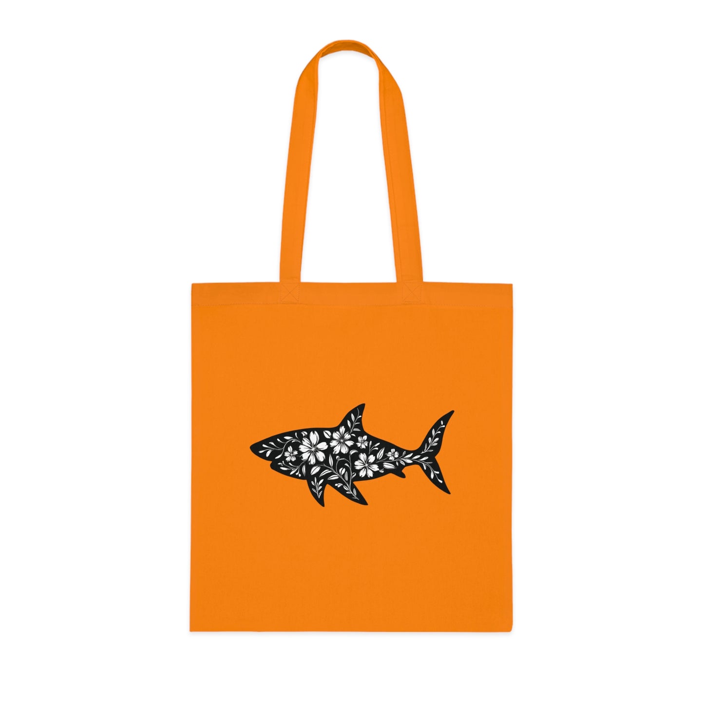 Floral Shark Silhouette Tote Bag