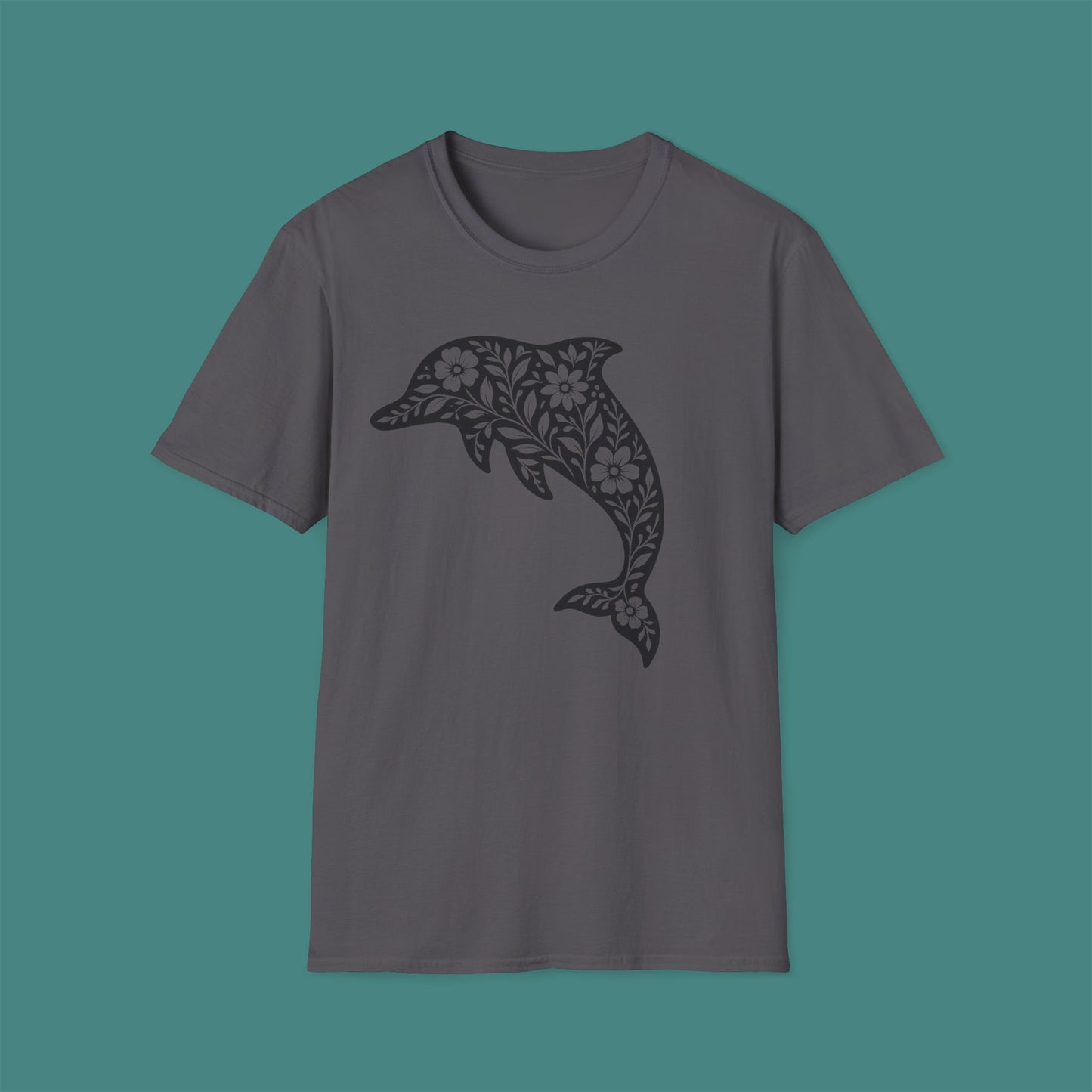 Floral Dolphin Silhouette Unisex T-Shirt