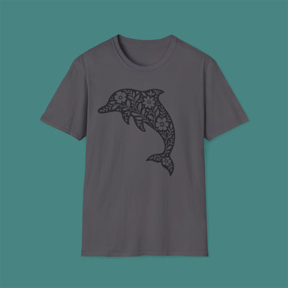 Floral Dolphin Silhouette Unisex T-Shirt