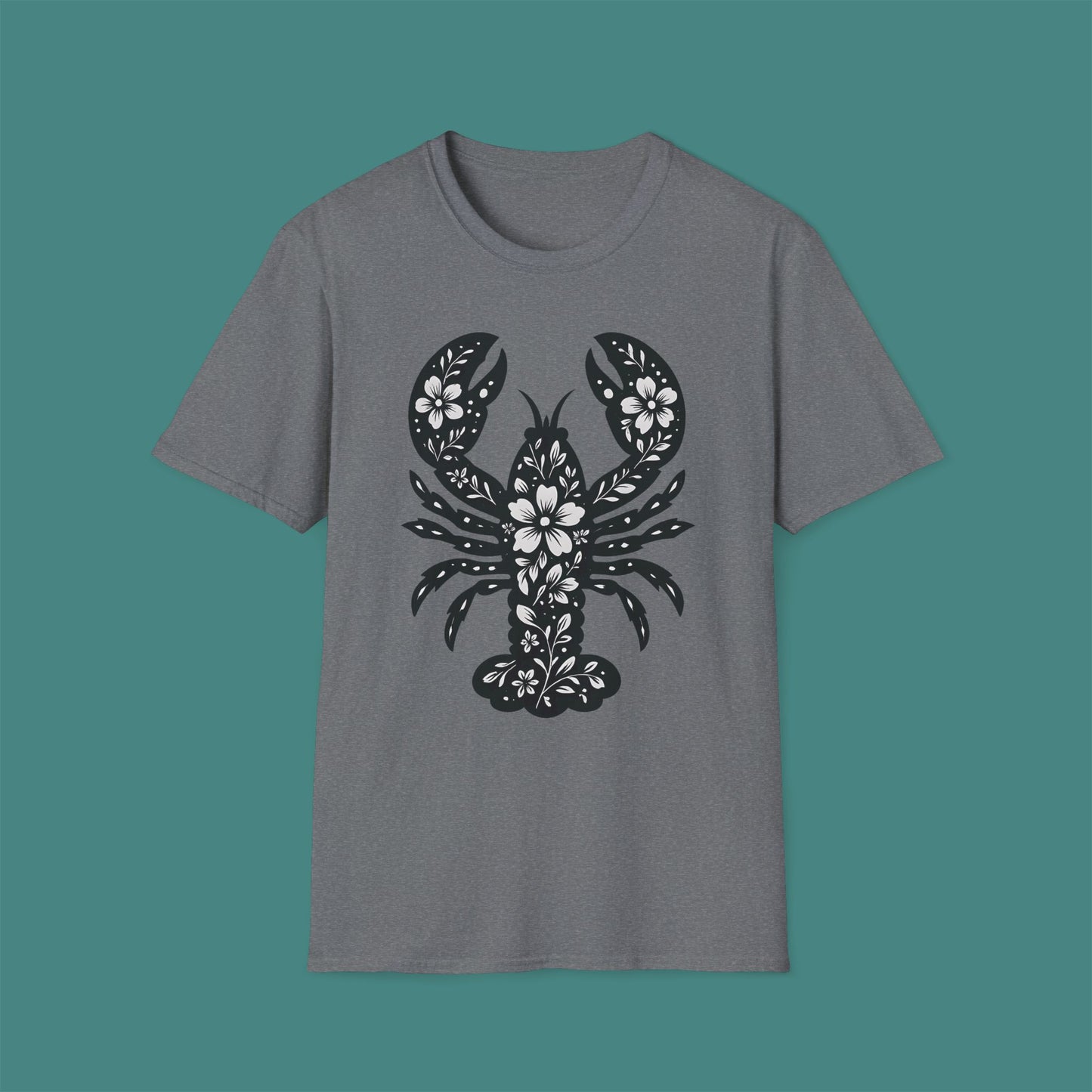 Floral Lobster Silhouette Unisex T-Shirt