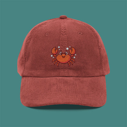 Cartoon Cute Crab Corduroy Embroidered Cap