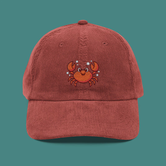 Cartoon Cute Crab Corduroy Embroidered Cap