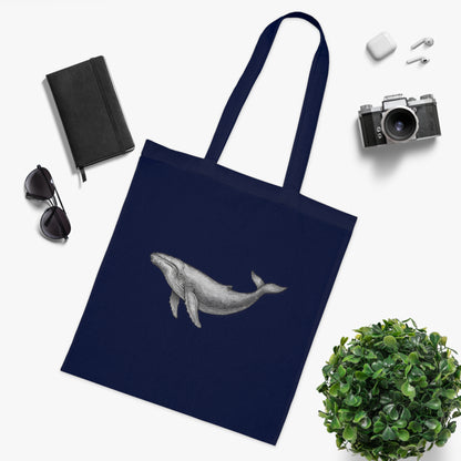 Vintage Etching Whale Tote Bag