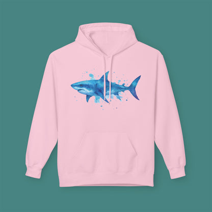 Watercolor Splash Shark Fleece Unisex Hoodie