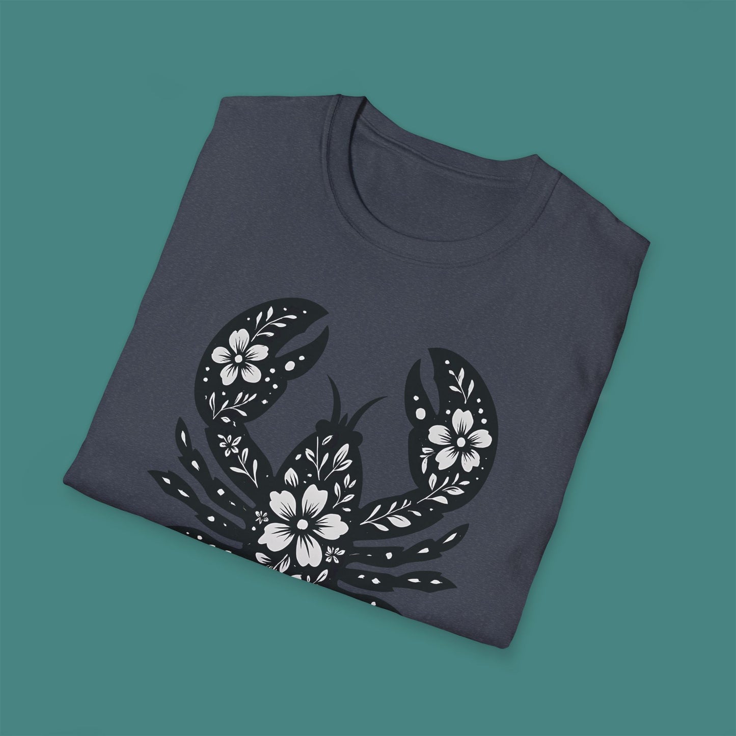 Floral Lobster Silhouette Unisex T-Shirt
