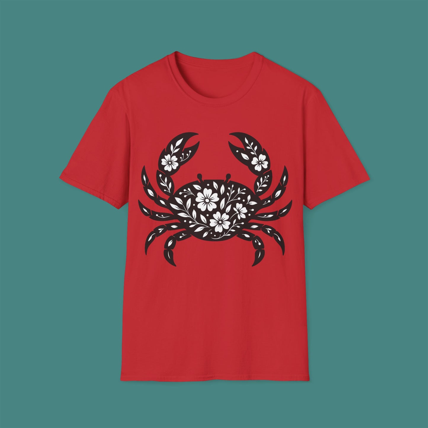 Floral Crab Silhouette Unisex T-Shirt