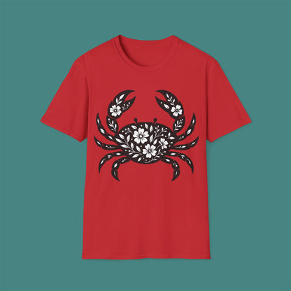 Floral Crab Silhouette Unisex T-Shirt