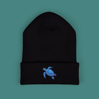 Geometric Polygon Turtle Embroidered Beanie