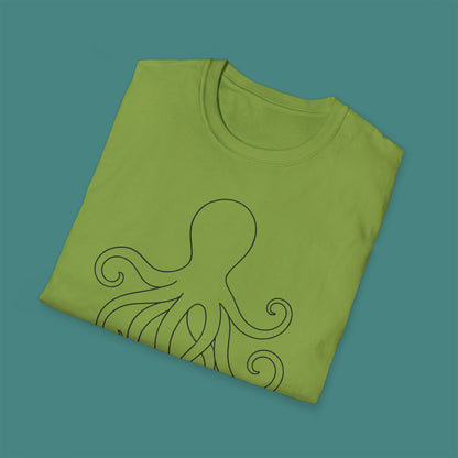 Minimalist Line Art Octopus Unisex T-Shirt