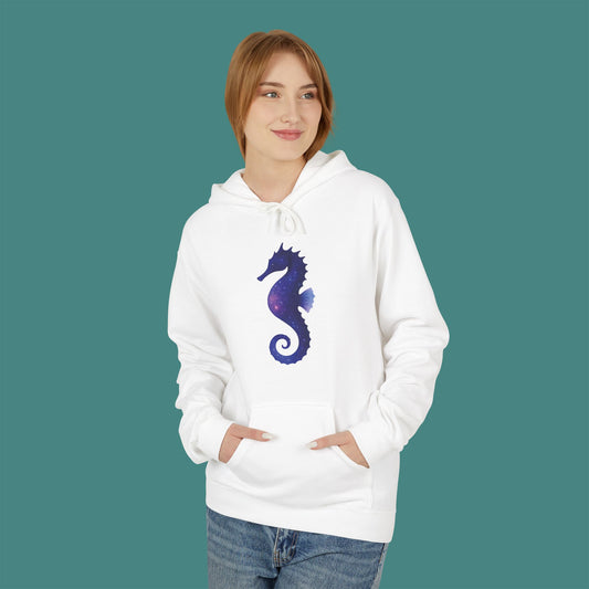 Cosmic Galaxy Seahorse Fleece Unisex Hoodie