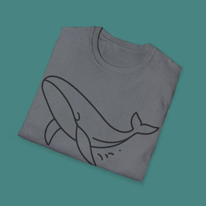 Minimalist Line Art Whale Unisex T-Shirt