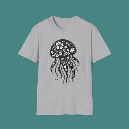 Floral Jellyfish Silhouette Unisex T-Shirt