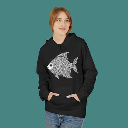 Intricate Mandala Fish Fleece Unisex Hoodie