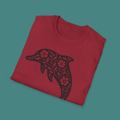 Floral Dolphin Silhouette Unisex T-Shirt