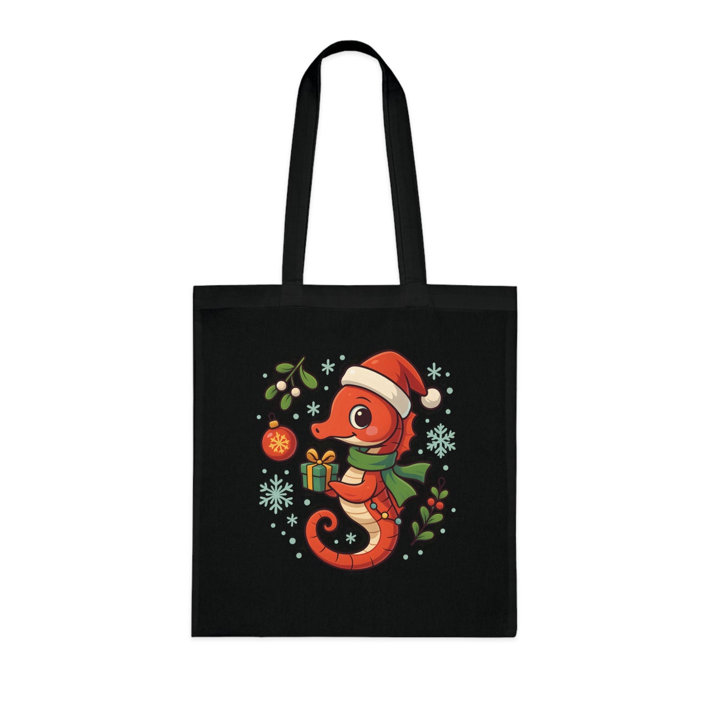 Christmas Seahorse Tote Bag