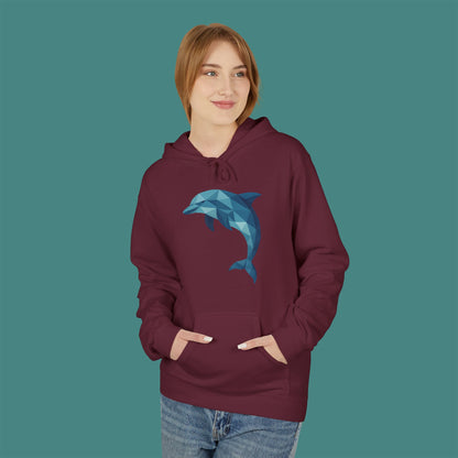 Geometric Polygon Dolphin Fleece Unisex Hoodie