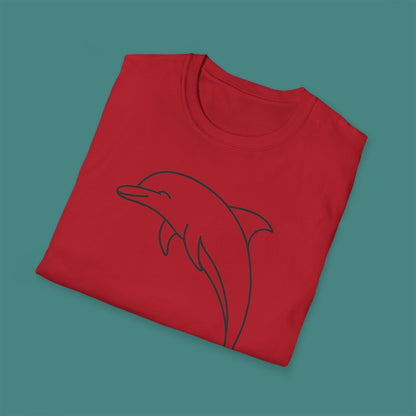 Minimalist Line Art Dolphin Unisex T-Shirt