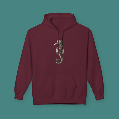 Vintage Etching Seahorse Fleece Unisex Hoodie