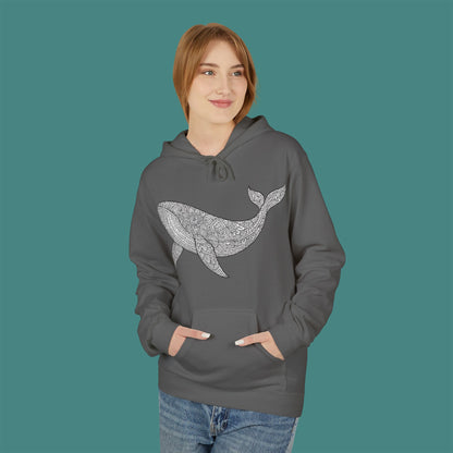 Intricate Mandala Whale Fleece Unisex Hoodie
