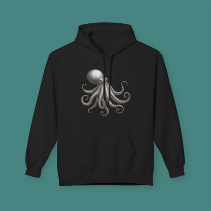 Vintage Etching Octopus Fleece Unisex Hoodie