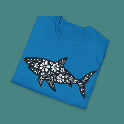 Floral Shark Silhouette Unisex T-Shirt