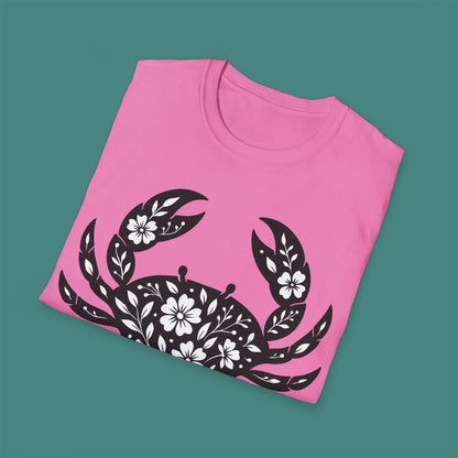 Floral Crab Silhouette Unisex T-Shirt