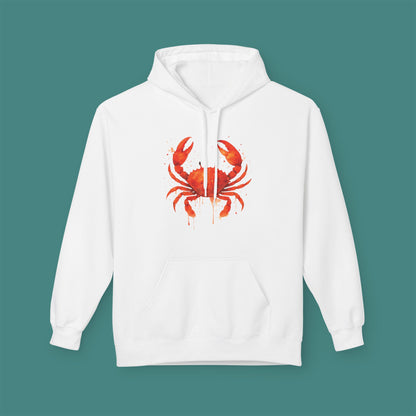 Watercolor Splash Crab Fleece Unisex Hoodie