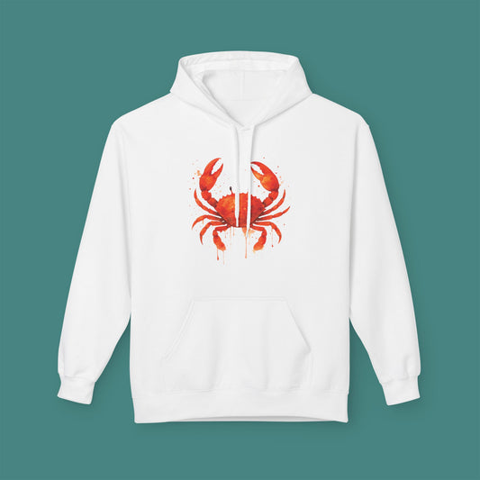 Watercolor Splash Crab Fleece Unisex Hoodie