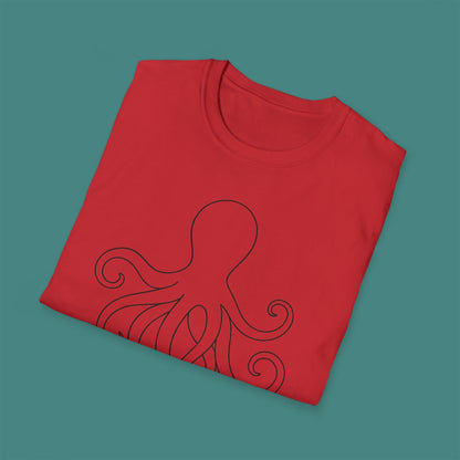 Minimalist Line Art Octopus Unisex T-Shirt