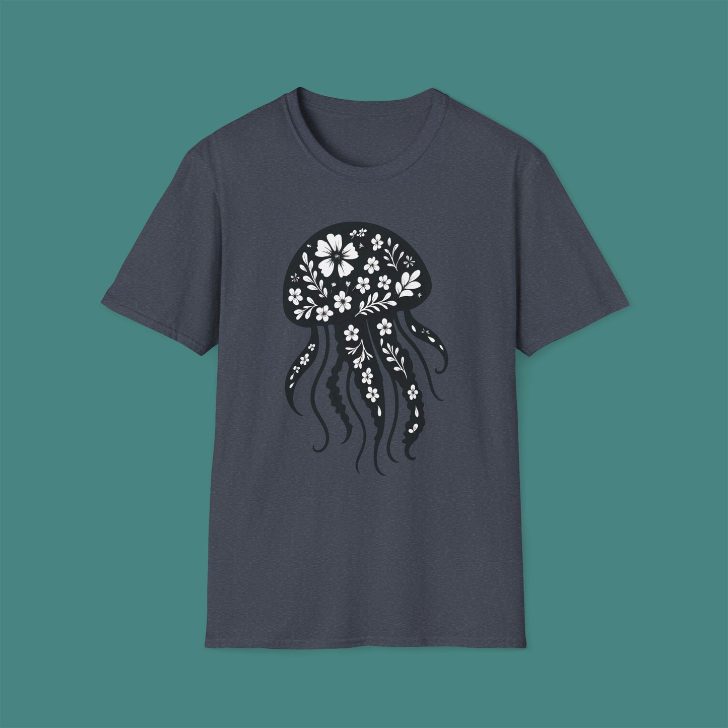 Floral Jellyfish Silhouette Unisex T-Shirt