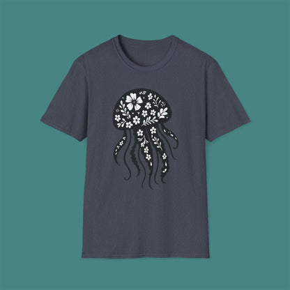 Floral Jellyfish Silhouette Unisex T-Shirt