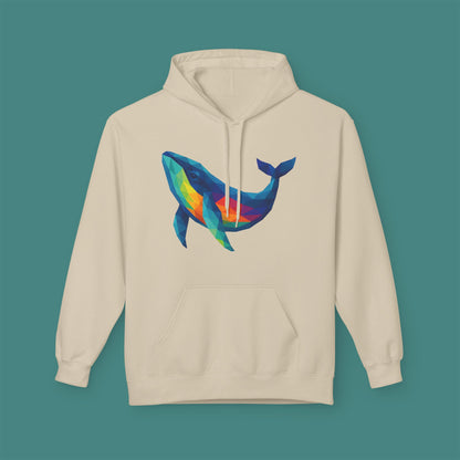 Geometric Polygon Whale Fleece Unisex Hoodie