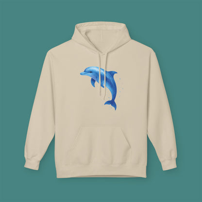 Watercolor Splash Dolphin Fleece Unisex Hoodie
