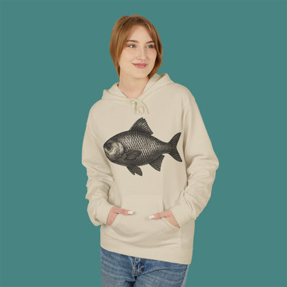 Vintage Etching Fish Fleece Unisex Hoodie