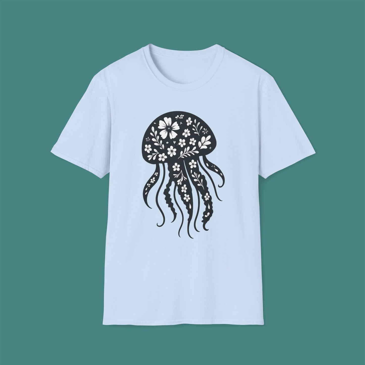 Floral Jellyfish Silhouette Unisex T-Shirt
