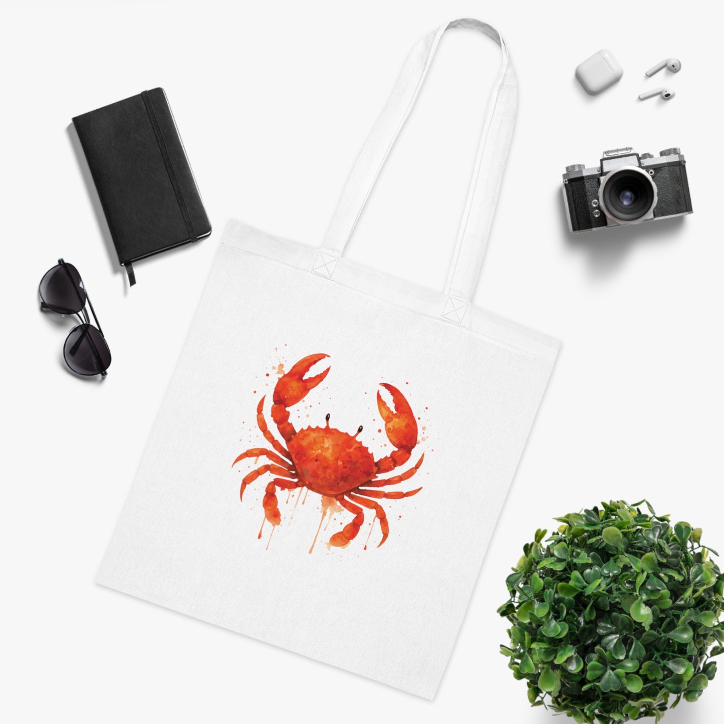 Watercolor Splash Crab Tote Bag
