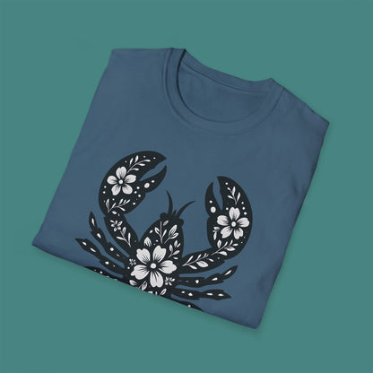 Floral Lobster Silhouette Unisex T-Shirt