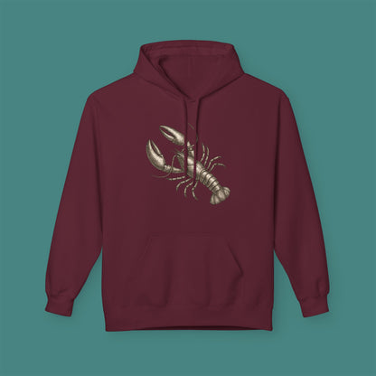 Vintage Etching Lobster Fleece Unisex Hoodie