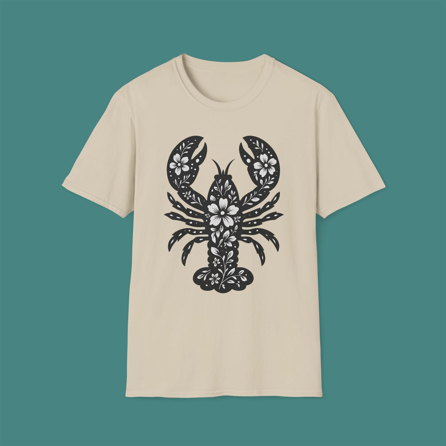 Floral Lobster Silhouette Unisex T-Shirt