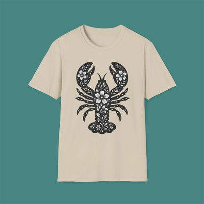 Floral Lobster Silhouette Unisex T-Shirt