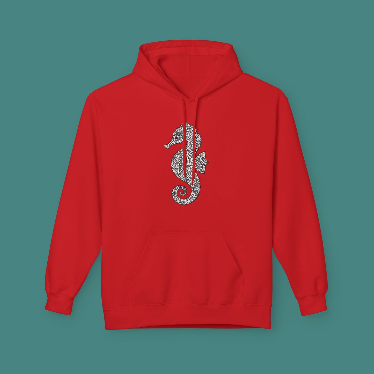 Intricate Mandala Seahorse Fleece Unisex Hoodie