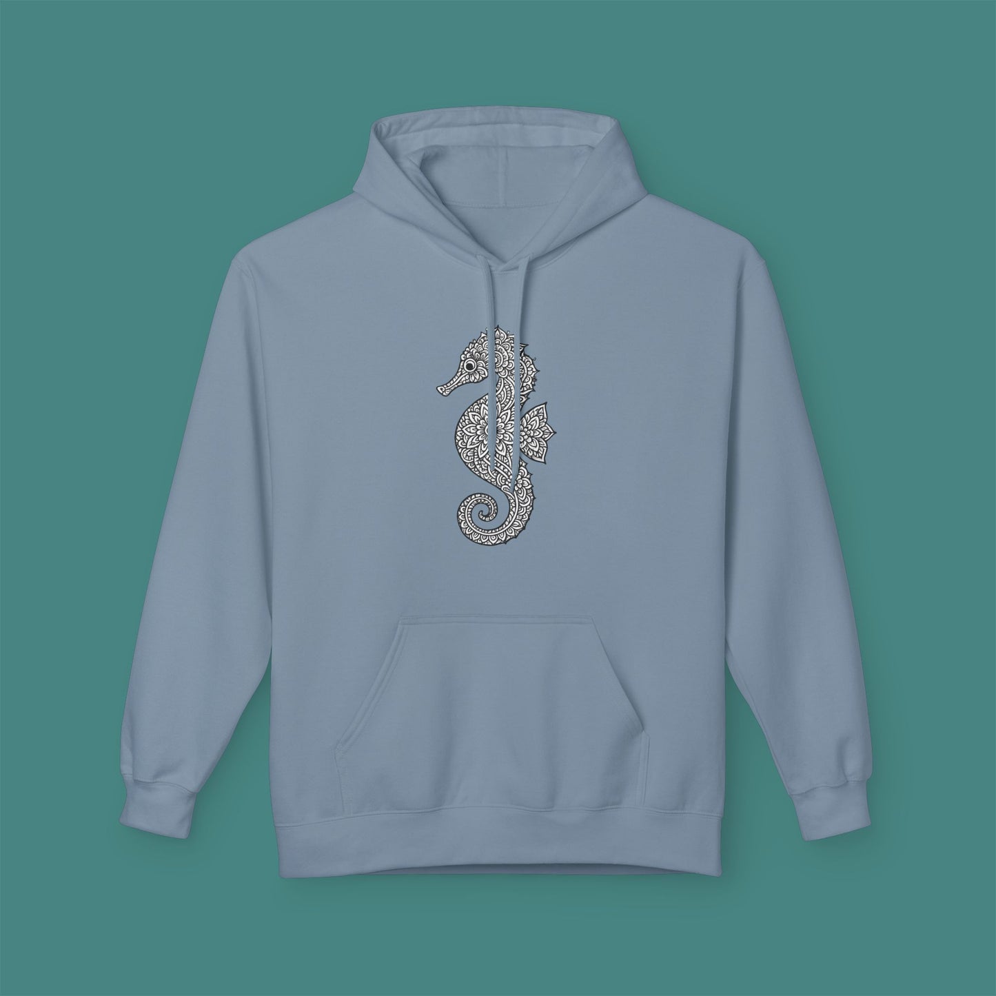 Intricate Mandala Seahorse Fleece Unisex Hoodie